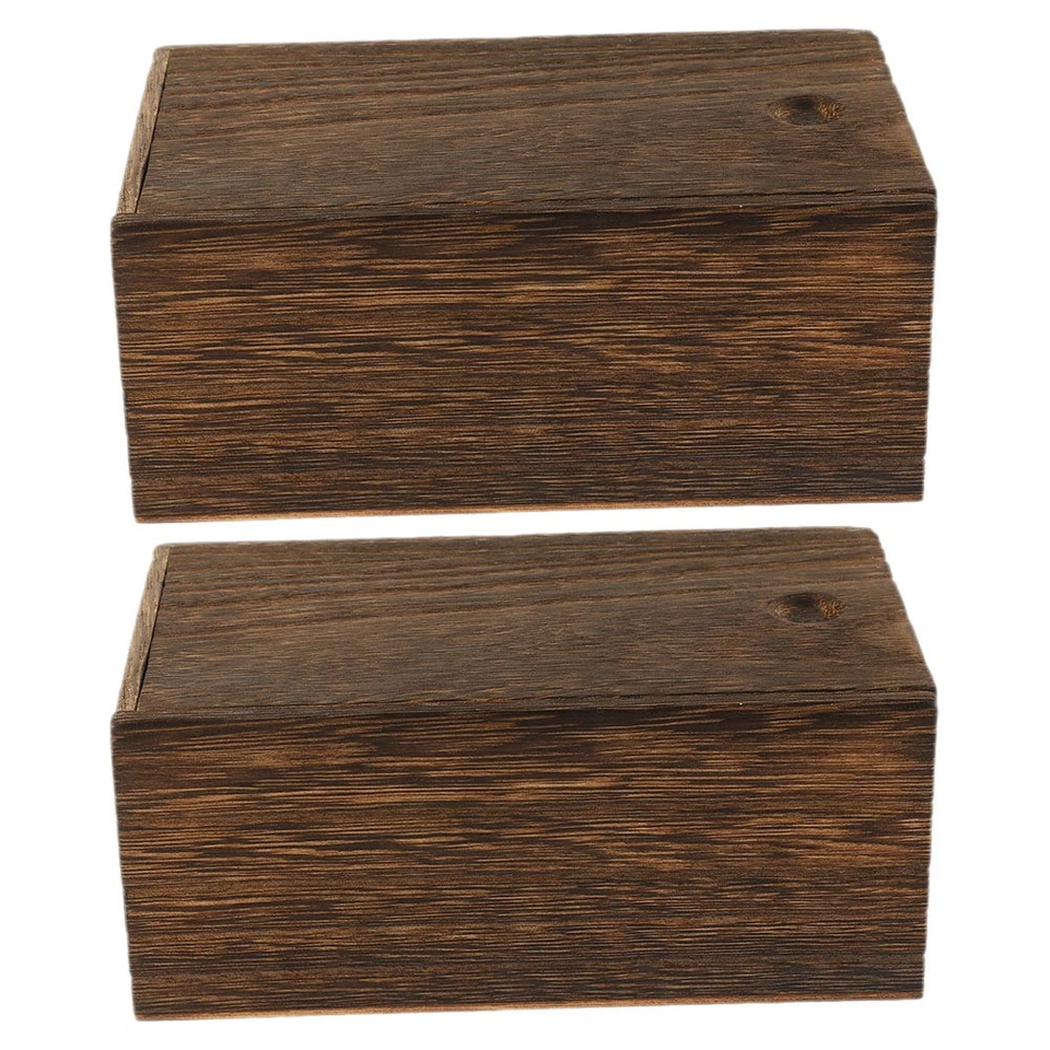  2 Pcs Empty Storage Small Container Wood Jewelry Boxes Packing Cases for - Image 1 of 4