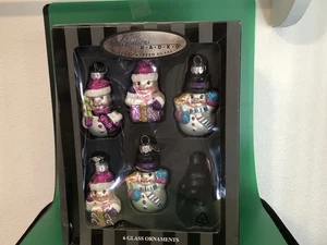 Christopher Radko Set di 5 Pupazzi di Neve in Vetro Decorazioni Natalizie 2015 - Foto 1 di 2
