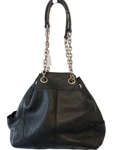 Jaeger Black Leather Shoulder Bag Chain Strap Stylish Design - Picture 1 of 8