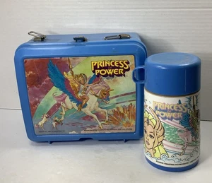 Vintage Rarität 1980er She-Ra Princess Of Power Vintage Brotdose blau mit Thermoskanne ohne Griff - Bild 1 von 15