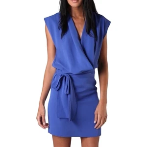 DVF Diane Von Furstenberg REARA Sleeveless Silk Mini Dress Olympic Blue Size 0 - Picture 1 of 16