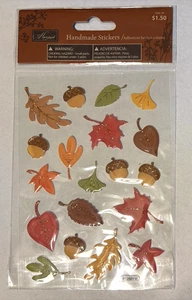 Harvest Handmade Thanksgiving Stickers - Fall Leaves & Acorns - New In Package - Picture 1 of 5