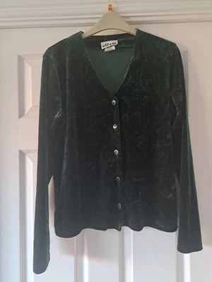 effeci Vintage Dark Green Velevet Short Jacket Size M Button Front Steampunk  - Image 1 of 4