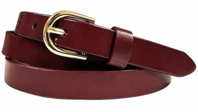 Cinturón de vestir para mujer 100 % de una pieza de cuero genuino de grano completo cinturón de 3/4" de ancho Foto 1 de 4