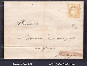FRANCE N°59 SUR LETTRE AVEC CACHET OR (ORIGINE RURALE) ENCERCLÉ DE 1873 - Picture 1 of 2