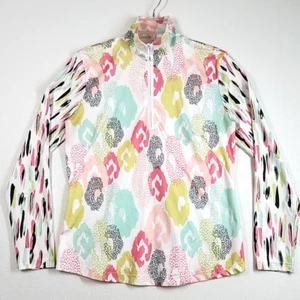 Whimsy Rose Safe Sun Shirt Women Large 1/4 Zip Abstract Mock Neck UPF 50+ Golf - Picture 1 of 7
