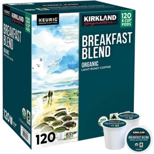 Kirkland Signature Breakfast Blend, Organic Light Roast Coffee, 120 Count - Picture 1 of 3