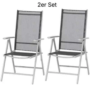 2er Milano Klappsessel Gestell Aluminium silber Fläche Textilbezug Alu - Bild 1 von 5