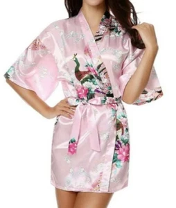 New Floral Silk Satin Kimono Robe Dressing Gown Wedding Babydoll Nightwear - Picture 1 of 1