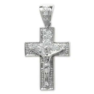 Men's Sterling Silver Bling Crucifix Pendant - Picture 1 of 3