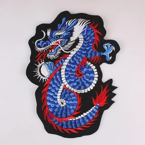 Blue Dragon Mythological Animal Embroidered Patch Iron On 4.7" x 5.9" 12 x 15Cm - Foto 1 di 3