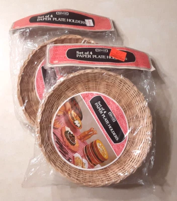 Portaplatos de papel de ratán de mimbre de bambú vintage dos paquetes de 4 Nevco 10" NUEVO ANTIGUO Foto 1 de 3