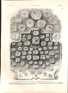 PAGES CATALOGUE VENTE JOYAUX DE LA COURONNE DIAMANTS FRANCE GRAVURE 1887 - Picture 1 of 1