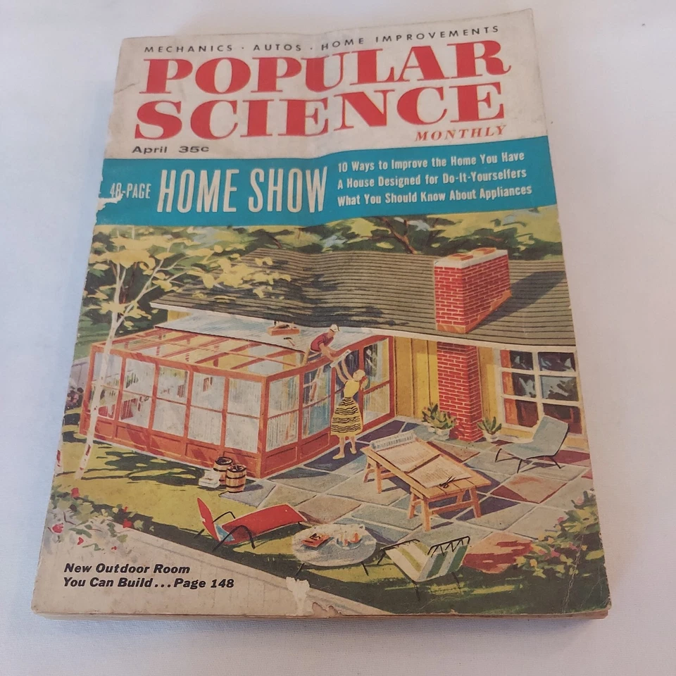1956 April, Popular Science Monthly Magazine, Build A New Outdoor Room (MH417)  Foto 1 de 3