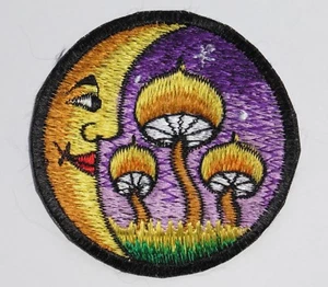 Round Sew On Patch * Nepalese * 8cm Moon, Star & Mushrooms - Various Colours - Picture 1 of 12