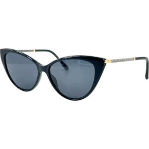 Jimmy Choo Val S Womens Plastic Cat Eye Sunglass 0807IR Black 57-15 Italy w Case - Picture 1 of 6