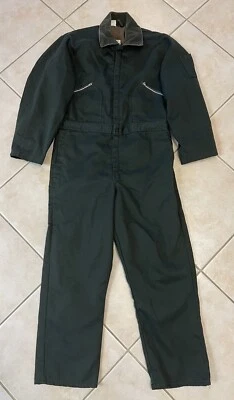 Zero-Zone VTG Mens L Coveralls Green Corduroy Collar Lined Utility Workwear  - Image 1 of 4