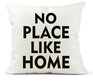 Zitat Kissen, No Place Like Home, New Home Geschenk, Hochzeitsgeschenk, Creme Leinwand - Bild 1 von 4