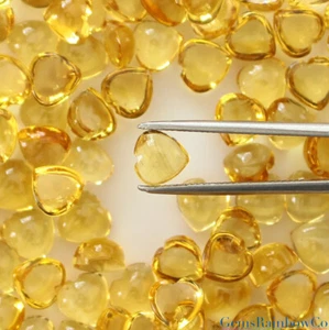 Natürlicher Citrin 6 mm und 8 mm Herzform Cabochon lose Edelstein AA Qualität - Bild 1 von 8