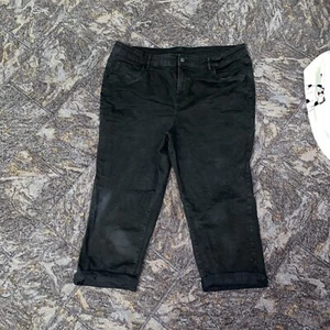 Avella Womens Jeans Cropped Black Denim Stretch Size 18 - Picture 1 of 4