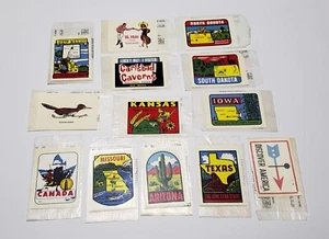 VINTAGE CAR TRAVEL WINDOW DECALS US STATES CANADA AMERICA - Picture 1 of 4