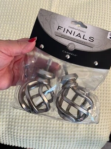 Finials For Curtain Rods Birdcage Brushed Nickel Cambria NIB 58108 - Picture 1 of 3