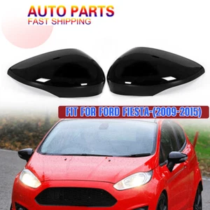 Black Wing Door Mirror Cover Passenger Shell For Ford Fiesta MK7 2008-2017 2PCS - Imagen 1 de 8