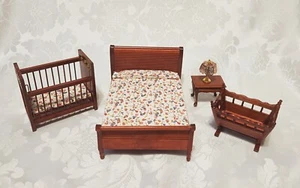 Dollhouse Furniture Bed Crib and Cradle - Picture 1 of 11