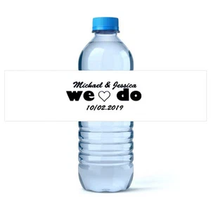 50 PERSONALISED BLACK WATER BOTTLE LABELS, WEDDING, BIRTHDAY, PARTY, GIFT #035 - Picture 1 of 2