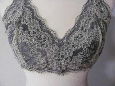 Bralette Felina C3995 Gris y Blanco Encaje Inalámbrico Sin Acolchado Espalda Corredora Talla XL NUEVO Foto 1 de 4