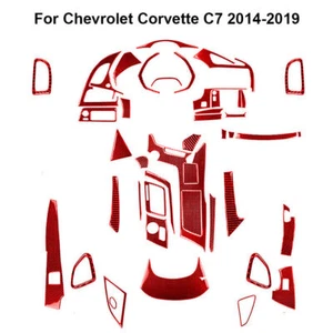 44Pcs Red Carbon Fiber Full Interior Kit Cover Trim For Chevrolet Corvette C7 - Picture 1 of 18