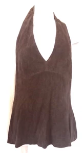 Vintage Banana Republic Brown Suede Halter Top Size Large - Picture 1 of 4