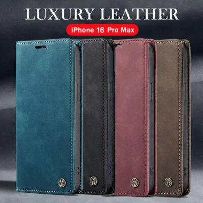 Luxury Leather Flip Wallet Case For iPhone 17 16 Pro Max 15 14 13 12 Phone Cover