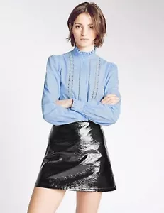 Iconic Alexa Chung M&S Archive Rare Lovell Shirt Blouse Blue Stretch UK 10 38 - Picture 1 of 20