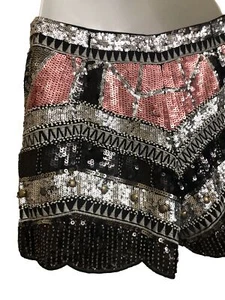 May & July Women Sparkle Glitter Lined Shorts Side Up Zip Size S Night out Dance - Bild 1 von 24