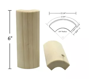 3/4" x 2 1/4" x 6" Pine Outside Radius Corner Base Block Bullnose Clear & Knotty - Picture 1 of 7