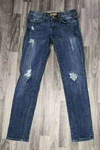 See Thru Soul Womens Size 27 Marilyn Embroidered Distressed Skinny Denim Jeans - Picture 1 of 10