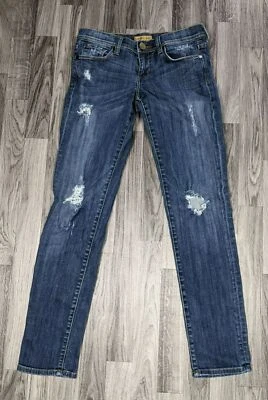 Jeans jeans skinny bordado See Thru Soul feminino tamanho 27 Marilyn desgastado - Imagem 1 de 4