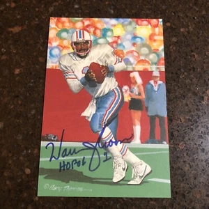 WARREN MOON Signed Goal Line Art Card With HOF 06 Inscription PSA/DNA AD61600 - Picture 1 of 5