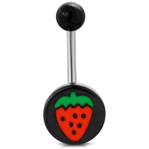 Bauchnabel Piercing Erdbeere Strawberry Acryl schwarz Kawaii - Bild 1 von 1