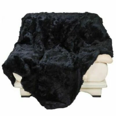 Manta de lujo de piel de conejo Rex real cálida grande suave sofá colcha 78x55 pulgadas Foto 1 de 4
