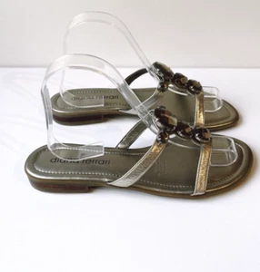 Diana Ferrari Womens Sandals Size 7 38 Gold Leather Flats Slides Shoes (13) - Picture 1 of 10