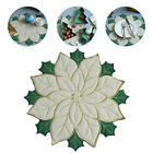 2 Pcs Decorative Plate Mat Xmas Poinsettia Placemat Christmas Ornaments