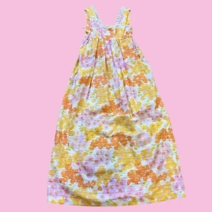 Vintage 1970s Yellow Pink Floral Ruffle Empire Waist Hippie Spring Maxi Dress - Picture 1 of 6