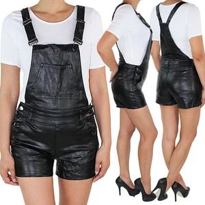 Damen Hot Pants Latzhose Hotpants Shorts Capri Kurze Hose Latzshorts Kunstleder - Bild 1 von 11