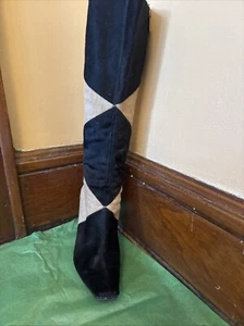 Women Pony Hair Black/Brown Knee High Boots Sz 7.5 - Fabulous - Picture 1 of 8