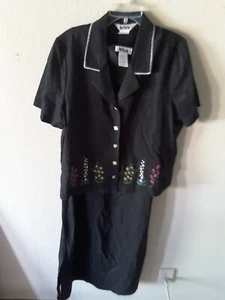 Nina Piccalino ärmelloses Kleid und Oberteil Set Größe 14 schwarz bestickt - Bild 1 von 12