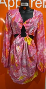 Boohoo Tropical Cut Out Beach Dress, Size Medium, New With Tag, b205 - Picture 1 of 2