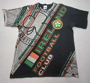 T-shirt vintage Irlanda Football Club uomo L made USA punto singolo stampa all over - Foto 1 di 8