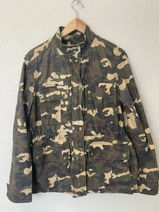 GAP Green Camo Utility Jacket Full Zip Snaps Grunge Gorpcore Women’s Sz Small - Bild 1 von 11